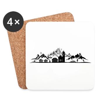 SAALBACH MOUNTAINS WINTER Skyline Silhouette - Coasters (set of 4) - white - Front