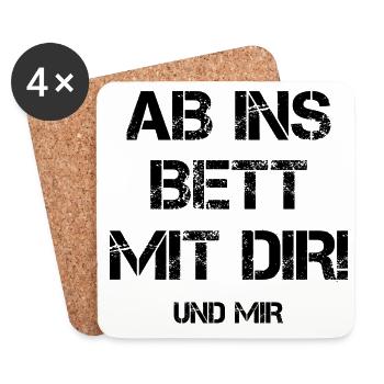 Ab Ins Bett Mit Dir Und Mir Schlafen Anmache Macho - Untersetzer (4er-Set) - Weiß - Vorne