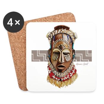 African mask, Benin - Coasters (set of 4) - white - Front