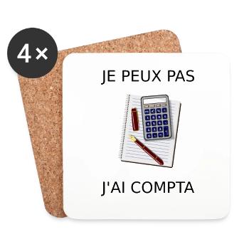 Je peux pas J'ai compta - Dessous de verre (lot de 4) - blanc - Devant