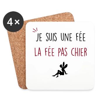 je suis une fée la fée pas chier - Dessous de verre (lot de 4) - blanc - Devant