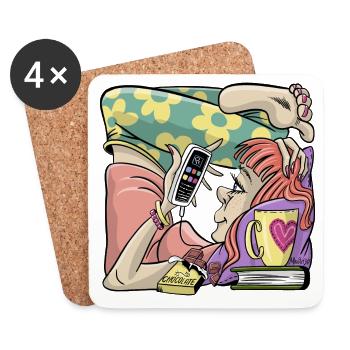 Student Girl Box Housing. T-shirts, Hoodies, Gifts - Coasters (set of 4) - white - Front