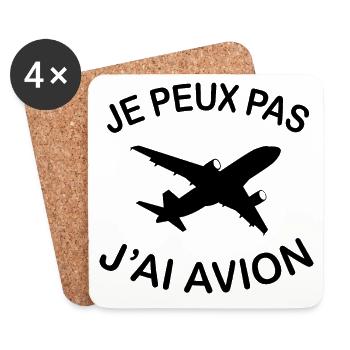 Je Peux Pas J'ai Avion - Dessous de verre (lot de 4) - blanc - Devant