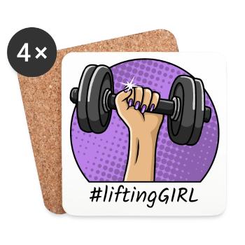 Lifting girl Workout Sport Hantel Design - Dessous de verre (lot de 4) - blanc - Devant