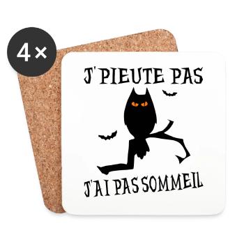 J'PIEUTE PAS J'AI PAS SOMMEIL ! - Dessous de verre (lot de 4) - blanc - Devant