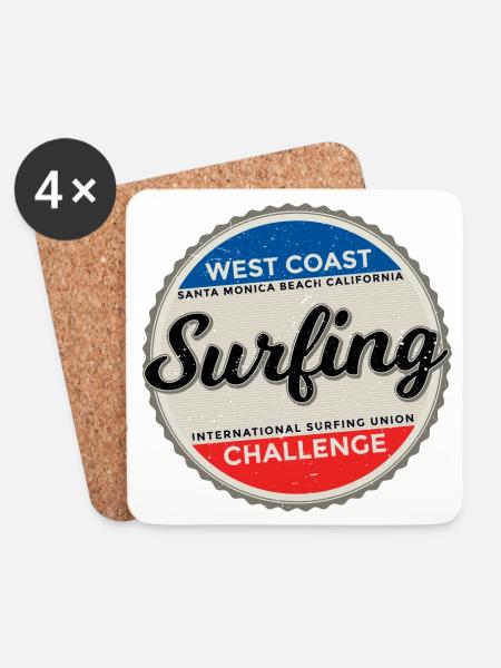 Surfing - Coasters (set of 4) - white