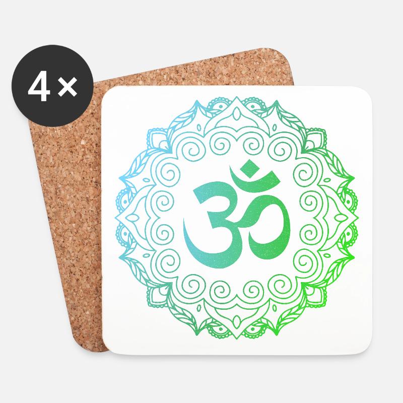 Yoga, Om-Mandala - Untersetzer (4er-Set) - Weiß