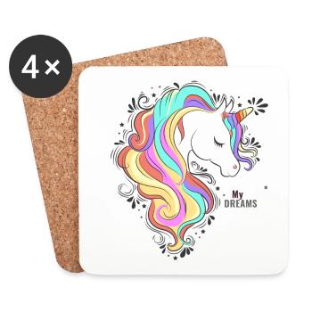 Süßes Unicorn mit Regenbogen Haar - Untersetzer (4er-Set) - Weiß - Vorne