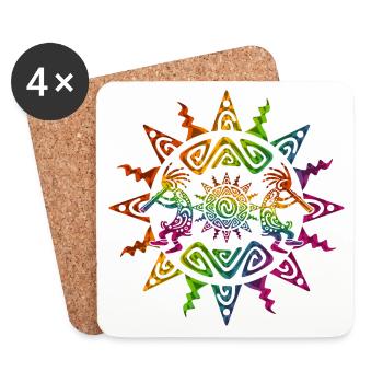 Kokopelli Duo - Sun Ornaments 2 - Dessous de verre (lot de 4) - blanc - Devant