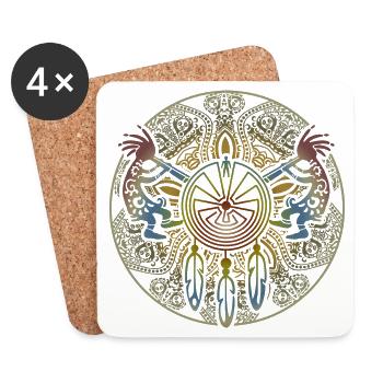 Kokopelli Duo - Man In The Maze - Dreamcatcher 2 - Dessous de verre (lot de 4) - blanc - Devant