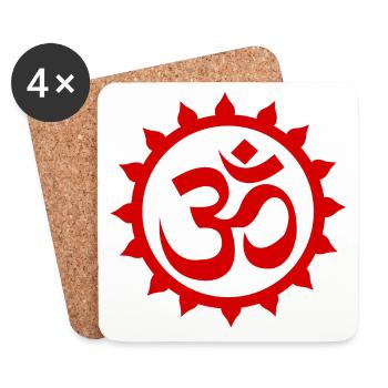 Om Red - Coasters (set of 4) - white - Front