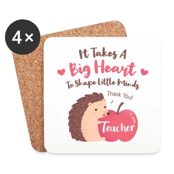 Igel Großes Herz, um kleine Köpfe lehrer zu formen - Untersetzer (4er-Set) - Weiß - Vorne