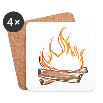 Feu de camp - Dessous de verre (lot de 4) - blanc - Devant