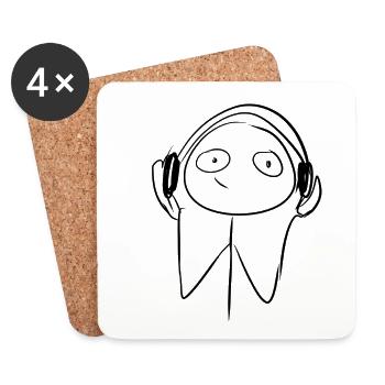 Headphones cartoon - Coasters (set of 4) - white - Front