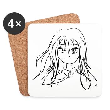 étudiant en manga - Dessous de verre (lot de 4) - blanc - Devant