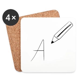 stylo à dessiner - Dessous de verre (lot de 4) - blanc - Devant