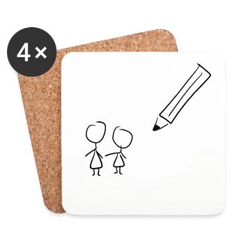 Stylo à dessin - Dessous de verre (lot de 4) - blanc - Devant