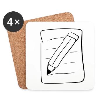 stylo à dessiner - Dessous de verre (lot de 4) - blanc - Devant