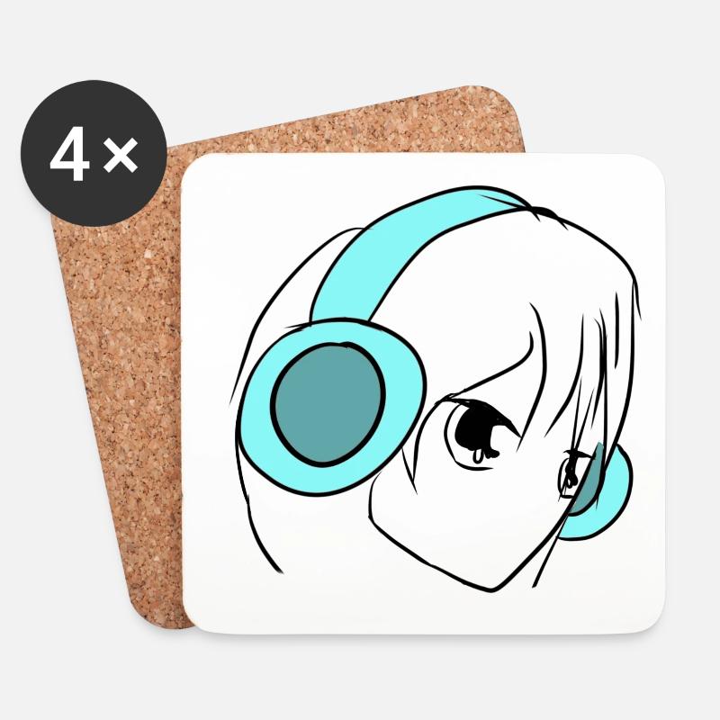 musik manga - Untersetzer (4er-Set) - Weiß
