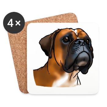 Boxer dog head - Coasters (set of 4) - white - Front