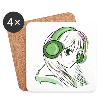 manga vert - Dessous de verre (lot de 4) - blanc - Devant
