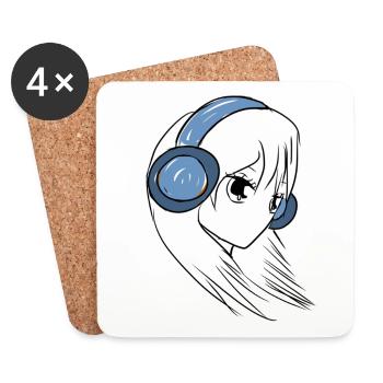 casque manga - Dessous de verre (lot de 4) - blanc - Devant
