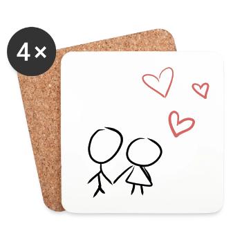 amoureux du cœur - Dessous de verre (lot de 4) - blanc - Devant