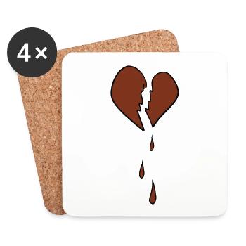 heart broken tears hurt pain - Coasters (set of 4) - white - Front
