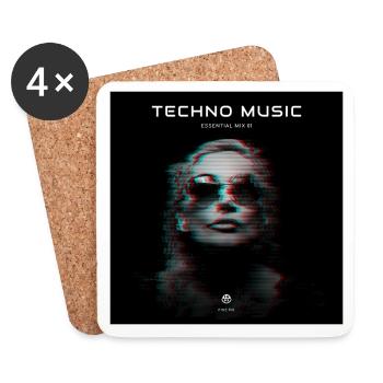 Techno music glitch - Coasters (set of 4) - white - Front
