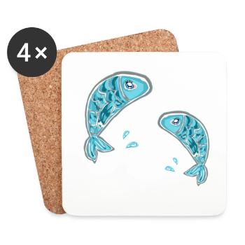 fische fisch tiere wasser sternzeichen symbol - Untersetzer (4er-Set) - Weiß - Vorne