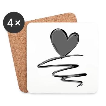 lignes de cœur stroke line symbole d’amour - Dessous de verre (lot de 4) - blanc - Devant