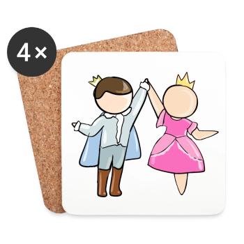 royal couple couple couple prince princess lie - Coasters (set of 4) - white - Front