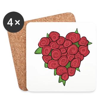 rosen blumen herz blume liebe rot symbol - Untersetzer (4er-Set) - Weiß - Vorne