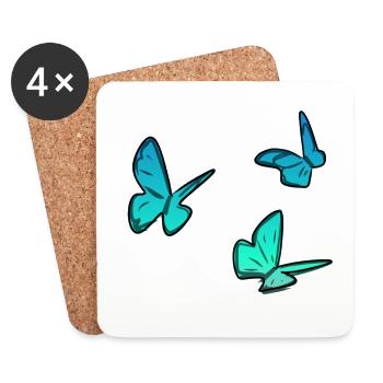 blue butterflies butterfly animals symb - Coasters (set of 4) - white - Front