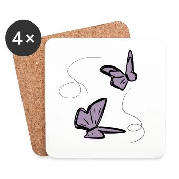 zwei Schmetterlinge schmetterling faden - Untersetzer (4er-Set) - Weiß - Vorne
