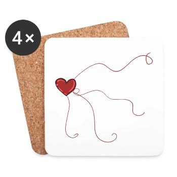 herz fäden faden rot liebe symbol linie - Untersetzer (4er-Set) - Weiß - Vorne