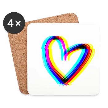 effet cœur 3D symbole amour - Dessous de verre (lot de 4) - blanc - Devant