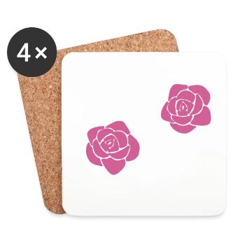 blumen rose blume symbol pflanze pink - Untersetzer (4er-Set) - Weiß - Vorne
