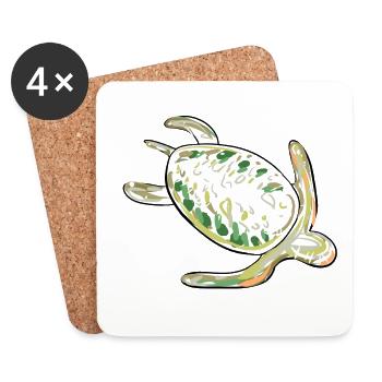schildkröte meerestier tier biologie symbol - Untersetzer (4er-Set) - Weiß - Vorne