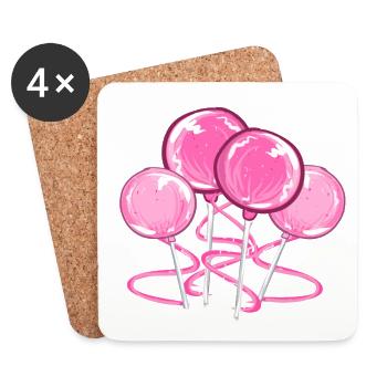 lollipops pink sweet sweet - Coasters (set of 4) - white - Front