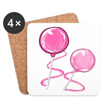 sucettes roses cake pop - Dessous de verre (lot de 4) - blanc - Devant