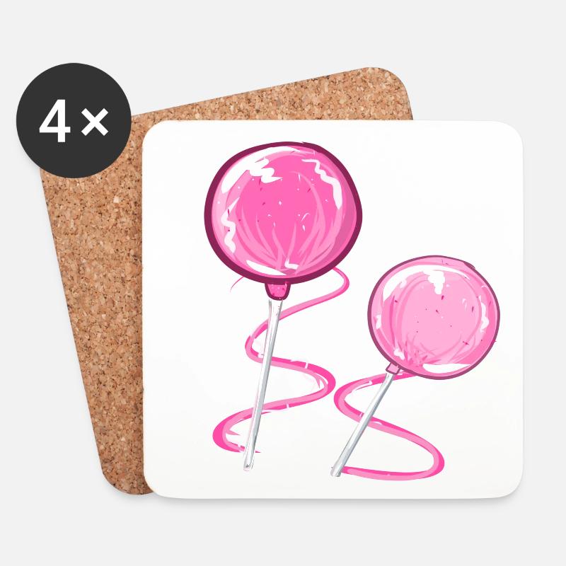 pinke lollipops cake pop - Untersetzer (4er-Set) - Weiß