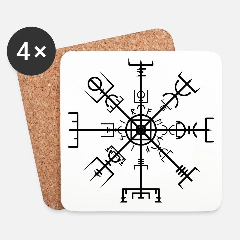 Vegvísir - Untersetzer (4er-Set) - Weiß