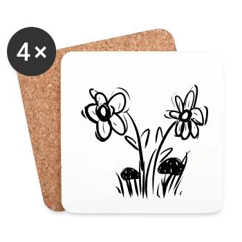 blumen symbol blume muster rosa grass pilze - Untersetzer (4er-Set) - Weiß - Vorne