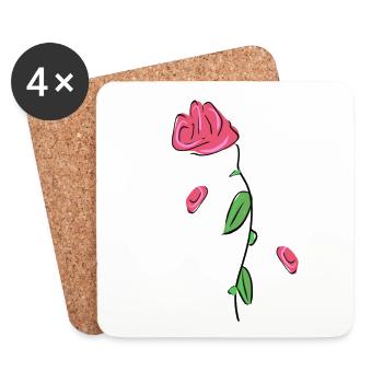 rose fleur fleur fleur fleur printemps - Dessous de verre (lot de 4) - blanc - Devant