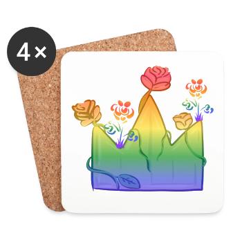 crown symbol royal queen king lgbt regenbog - Coasters (set of 4) - white - Front