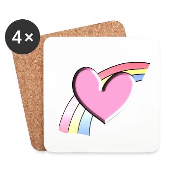 regenbogen rosa herz hintergrund - Untersetzer (4er-Set) - Weiß - Vorne