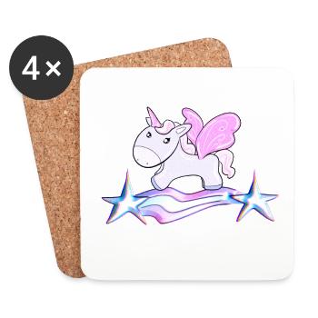 sterne einhorn märchen pink regenbogen - Untersetzer (4er-Set) - Weiß - Vorne