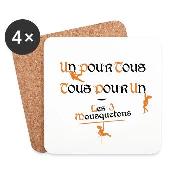 LES 3 MOUSQUETONS ! (escalade, alpinisme) noir - Dessous de verre (lot de 4) - blanc - Devant