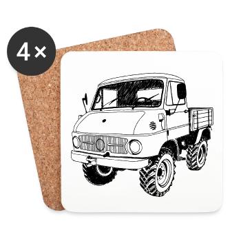 Unimog - Oldtimer - Offroad - Universal motor device - Coasters (set of 4) - white - Front